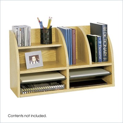 Safco Medium Oak Radius Front Eight Compartment Desk Top