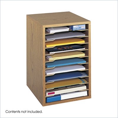 Safco Medium Oak 11 Compartment Vertical Desk Top Sorter