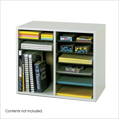 Safco Grey 12 Compartment Wood Adjustable File Organizer