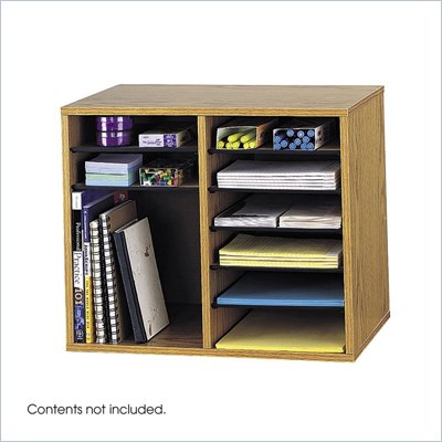 Safco Medium Oak 12 Compartment Oak Wood Adjustable File Organizer
