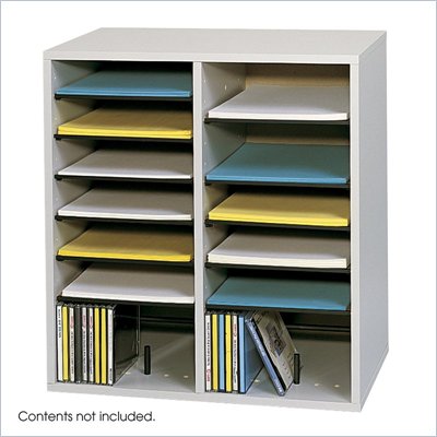 Safco Grey 16 Compartment Wood Adjustable File Organizer