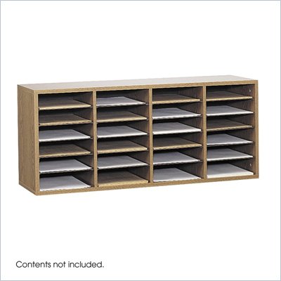 Safco Medium Oak 24 Compartment Wood Adjustable File Organizer