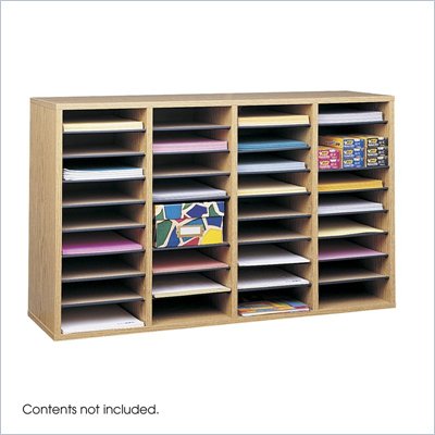 Safco Medium Oak 36 Compartment Wood Adjustable File Organizer