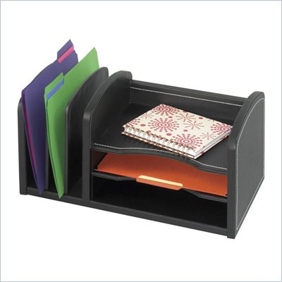 Safco Leather Look Organizer 3 Shelves and 3 Slots in Black