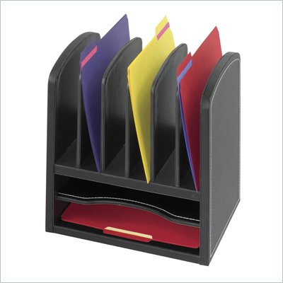 Safco Leather Look  Organizer 2 Shelves and 6 Slots in Black
