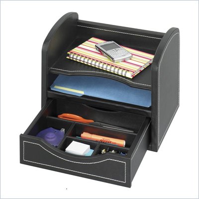 Safco Leather Look Desk/Drawer Organizer in Black