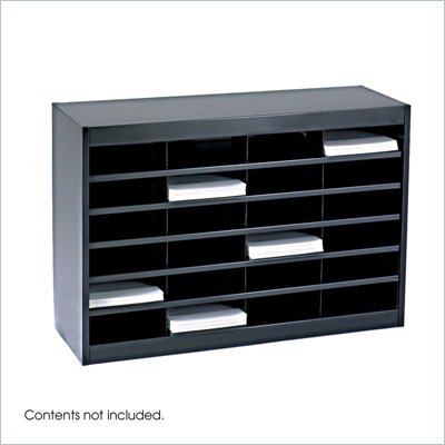 Safco E-Z Stor Black Mail Organizer, 24 Letter Size Compartments