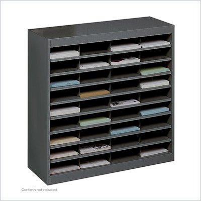 Safco E-Z Stor Black Mail Organizer, 36 Letter Size Compartments
