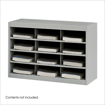 Safco E-Z Stor Grey Steel Mail Organizer, 12 Compartments