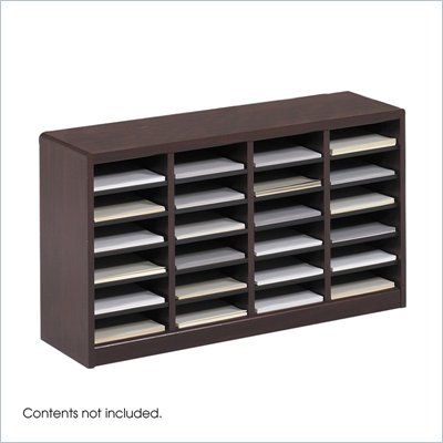 Safco E-Z Stor Mahogany Wood Mail Organizer, 24 Compartments