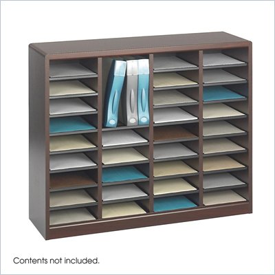 Safco E-Z Stor Mahogany Wood Mail Organizer, 36 Compartments