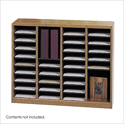 Safco E-Z Stor Medium Oak Wood Mail Organizer, 36 Compartments