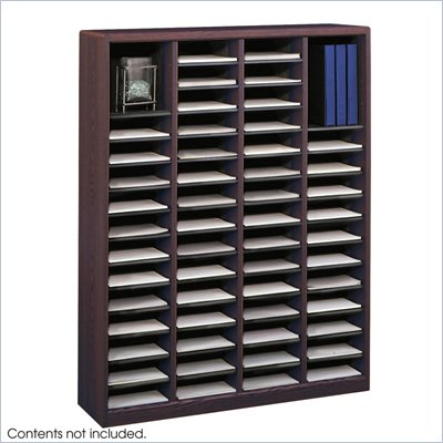 Safco E-Z Stor Mahogany Wood Mail Organizer, 60 Compartments