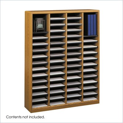 Safco E-Z Stor Medium Oak Wood Mail Organizer, 60 Compartments