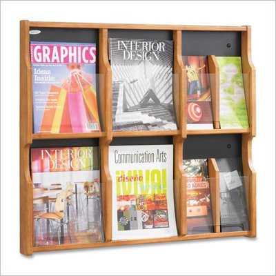 Safco Expose 6 Magazine 12 Pamphlet in Medium Oak Finish