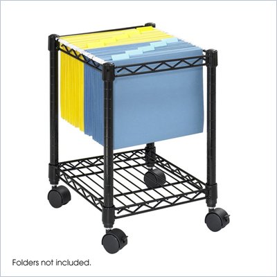 Safco Compact Metal Mobile File Cart in Black 