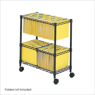 Safco Two-Tier Mobile Metal File Cart in Black