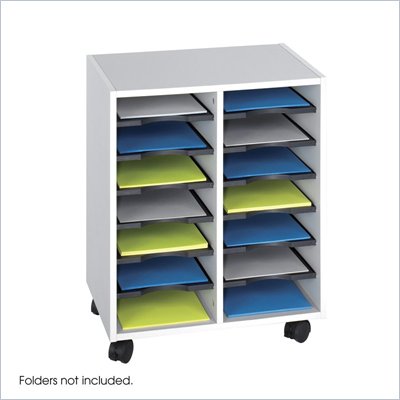 Safco Go Cart 14 Compartment Mobile Wood File Organizer in Gray