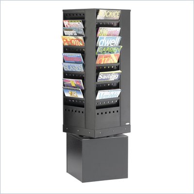 Safco 44-Pocket Steel Rotary Magazine Rack in Black