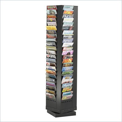 Safco 92-Pocket Steel Rotary Magazine Rack in Black