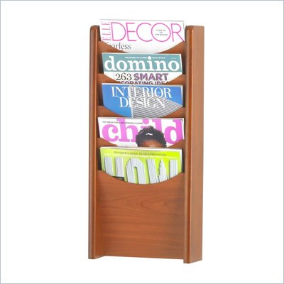 Safco 5 Pocket Wood Magazine Rack in Cherry