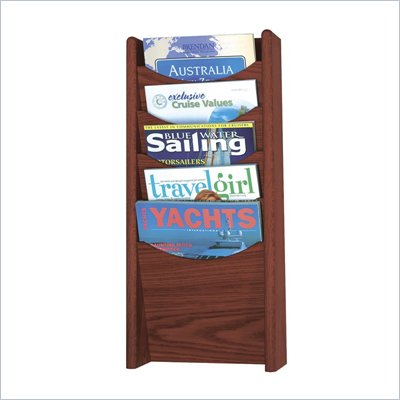 Safco 5-Pocket Wood Magazine Rack in Mahogany