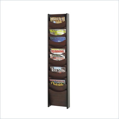 Safco 12-Pocket Wood Magazine Rack in Mahogany