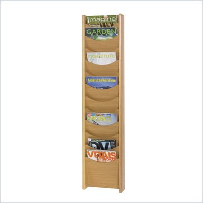 Safco 12-Pocket Wood Magazine Rack in Medium Oak