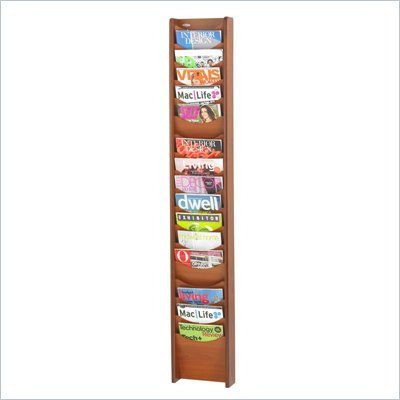 Safco 18-Pocket Wood Magazine Rack in Cherry