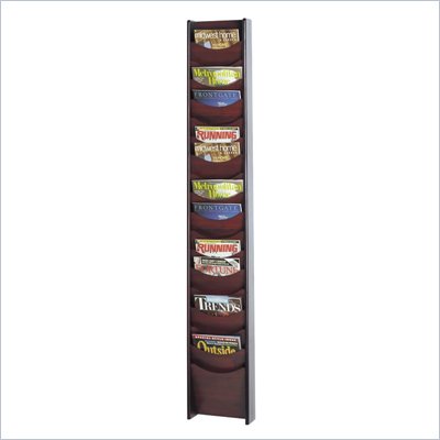Safco 18-Pocket Wood Magazine Rack in Mahogany