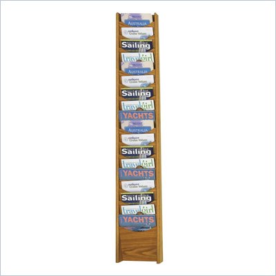 Safco 18-Pocket Wood Magazine Rack in Medium Oak