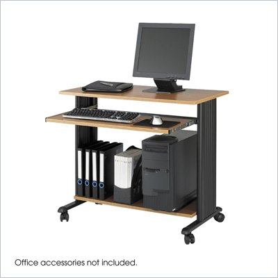 Safco MÜV 35" Fixed Height Wood Workstation in Medium Oak