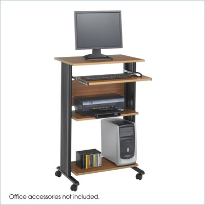 Safco MÜV Standing Wood Workstation in Medium Oak