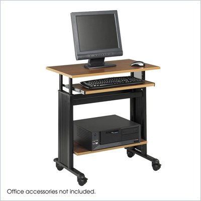 Safco MÜV 28" Height Adjustable Wood Workstation in Medium Oak