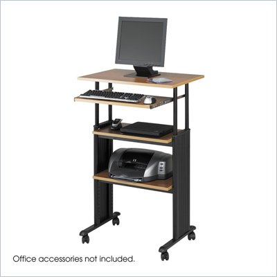 Safco MÜV Standing Height Adjustable Wood Workstation in Medium Oak