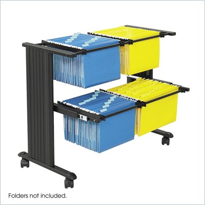 Safco MÜV Double Width Mobile Metal Hanging Files Cart in Black