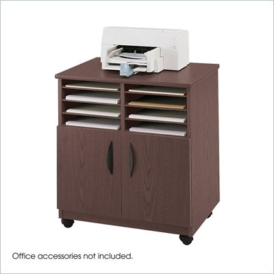 Safco Mobile Stand with Sorter in Mahogany