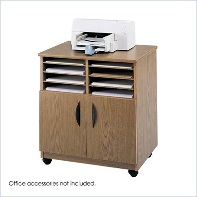 Safco Mobile Stand with Sorter in Medium Oak