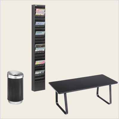 Safco Reception Room Table Set with Magazine Rack and Waste Basket