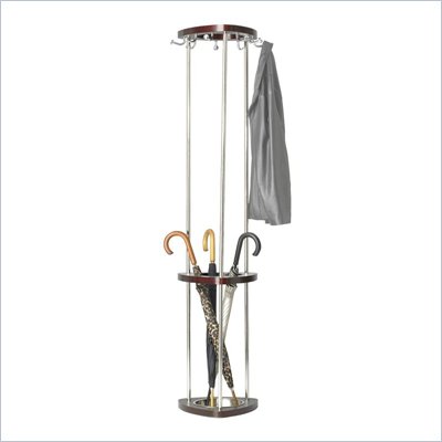 Safco Mode Wood Standing Coat Rack With Umbrella Stand in Mahogany