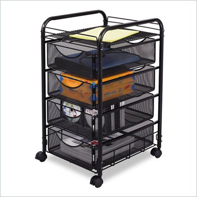 Safco  Onyx™ Mesh File Cart with 4 Drawers in Black  