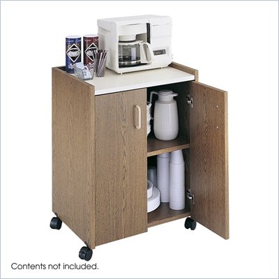 Safco Medium Oak Mobile Refreshment Center