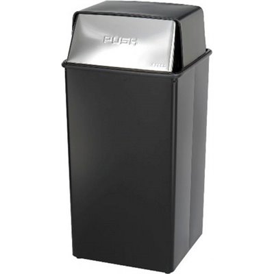 Safco Reflections 35 Gallon Push Top Receptacle in Black