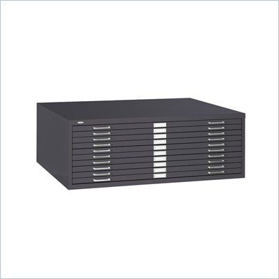Safco 10 Drawer Metal Flat Files Cabinet for 30" x 42" Documents in Black