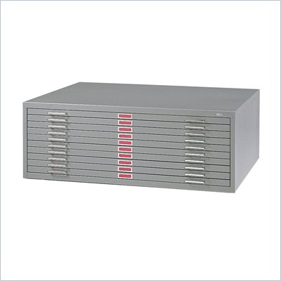 Safco 10 Drawer Flat Files Metal Cabinet for 30" x 42" Documents in Gray