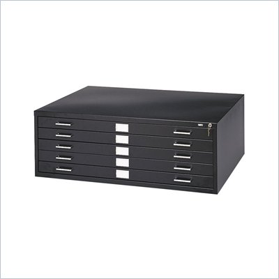 Safco 5 Drawer Metal Flat Files Cabinet for 24" x 36" Documents in Black