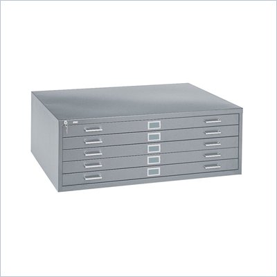 Safco 5 Drawer Metal Flat Files Cabinet for 24" x 36" Documents in Gray