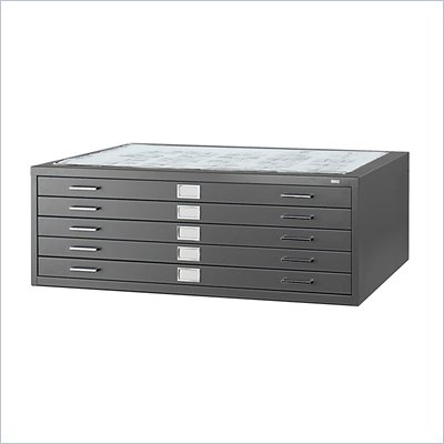Safco 5 Drawer Flat Files Metal Cabinet for 30" x 42" Files in Black