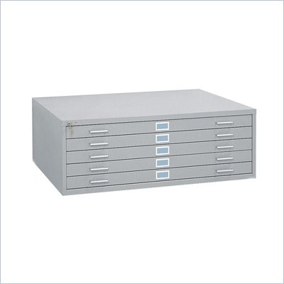Safco 5 Drawer Flat Files Metal Cabinet for 30" x 42" Files in Gray