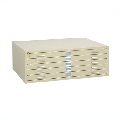 Safco 5 Drawer Metal Flat Files Cabinet for 30" x 42" Documents in Tropic Sand
